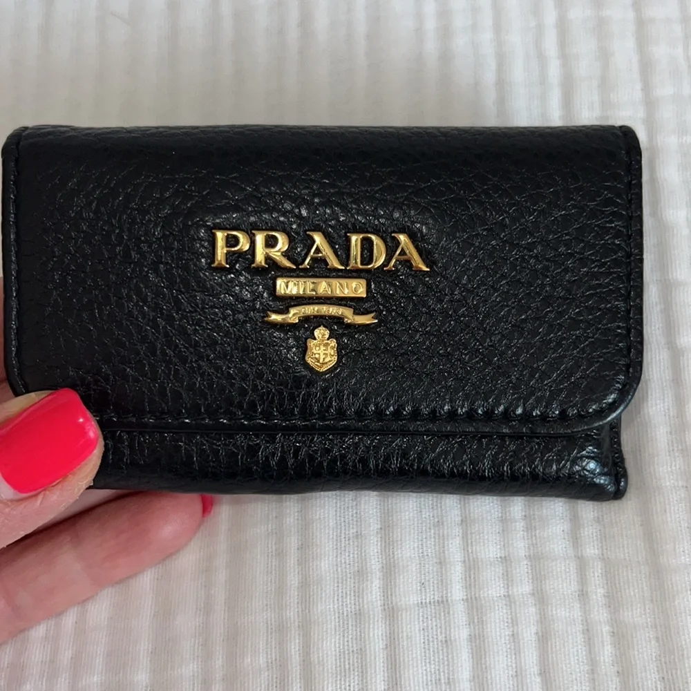 Authentic leather Prada key holder